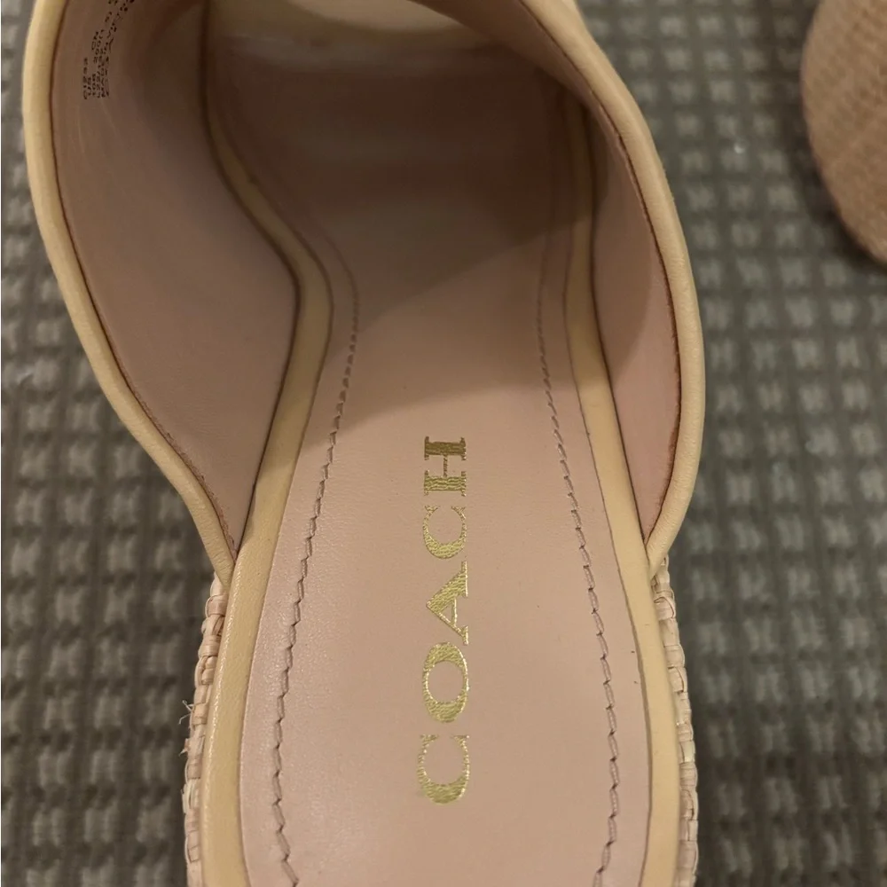 Coach Women's Beige Woven Mules - Picture 3 of 5